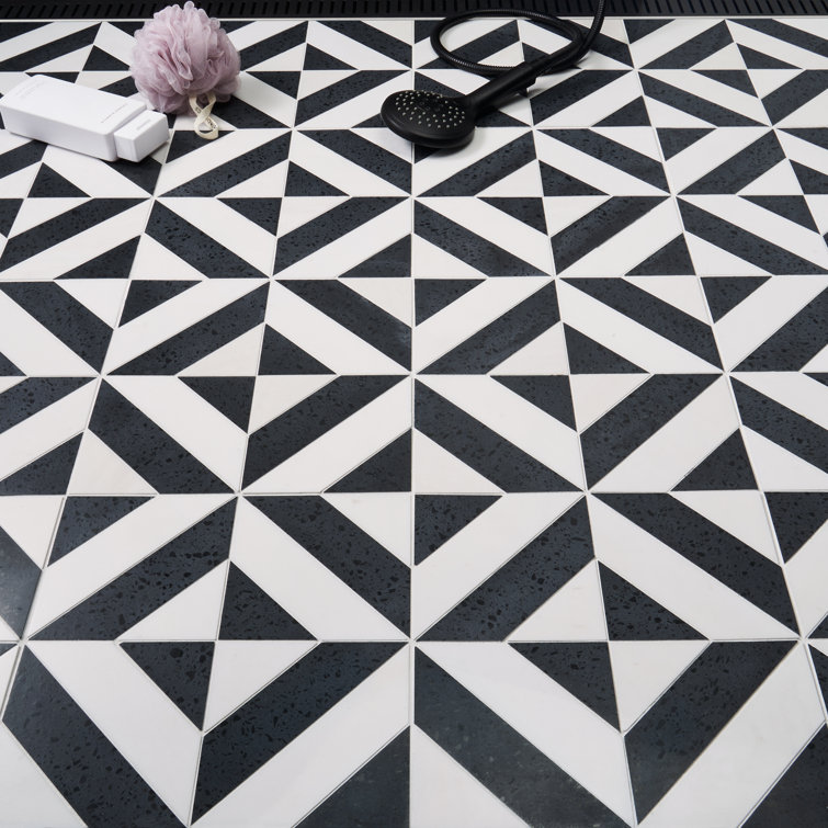 Pepper Black and White Polished Marble Mosaic Tile