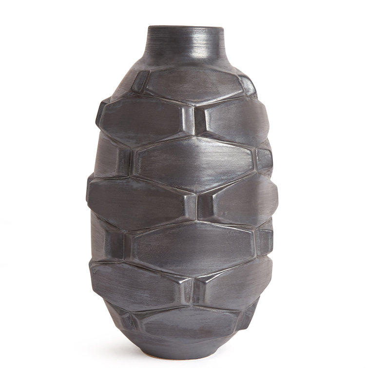 Matte Black Geometric Ceramic Table Vase