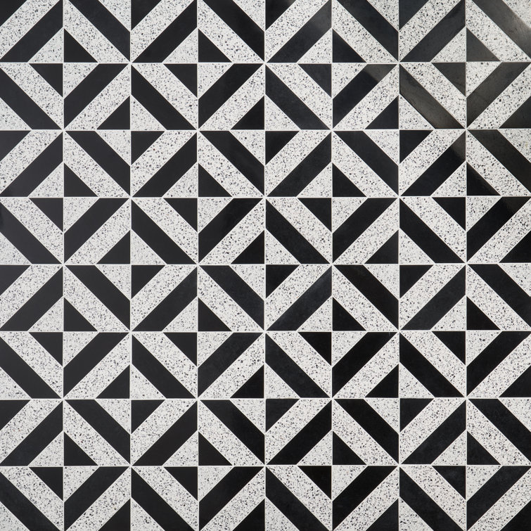 Lupa 12x12 Black and White Marble Terrazzo Mosaic Tile