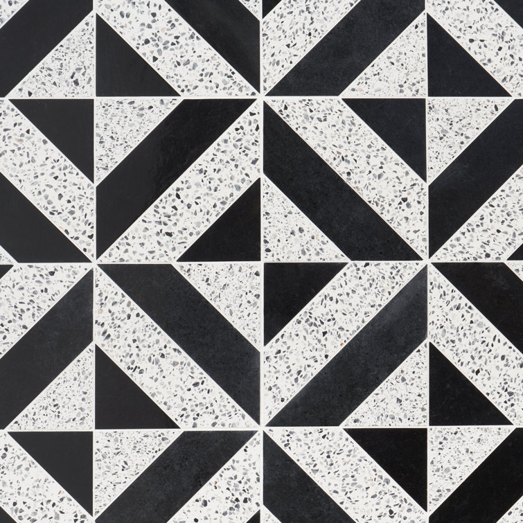 Lupa 12x12 Black and White Marble Terrazzo Mosaic Tile