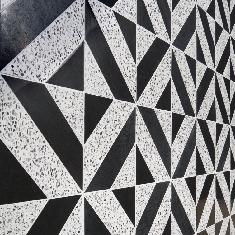 Lupa 12x12 Black and White Marble Terrazzo Mosaic Tile