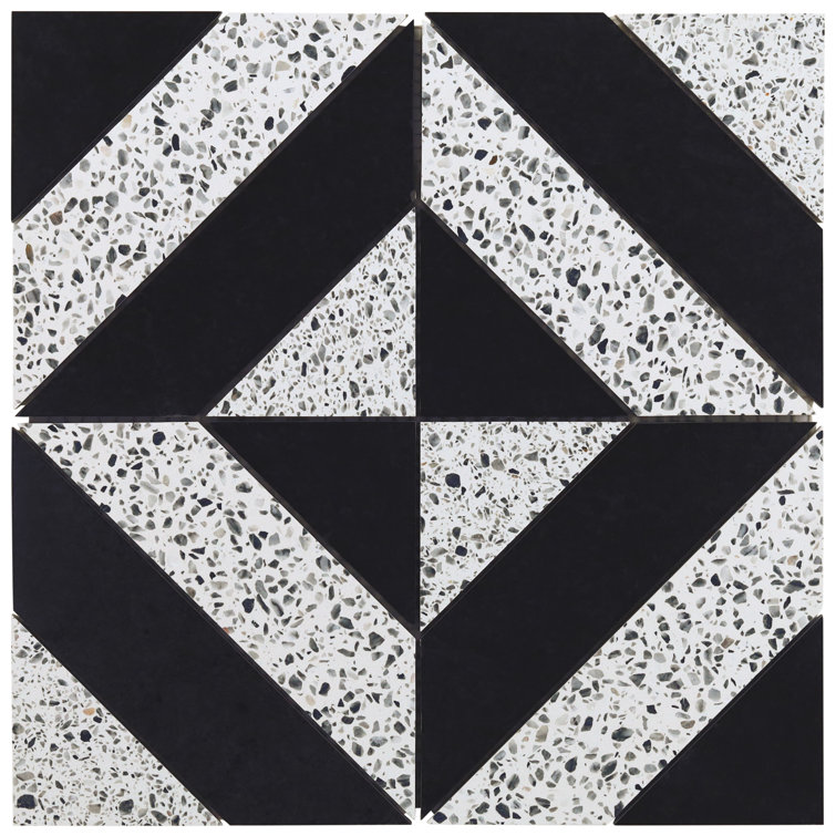 Lupa 12x12 Black and White Marble Terrazzo Mosaic Tile