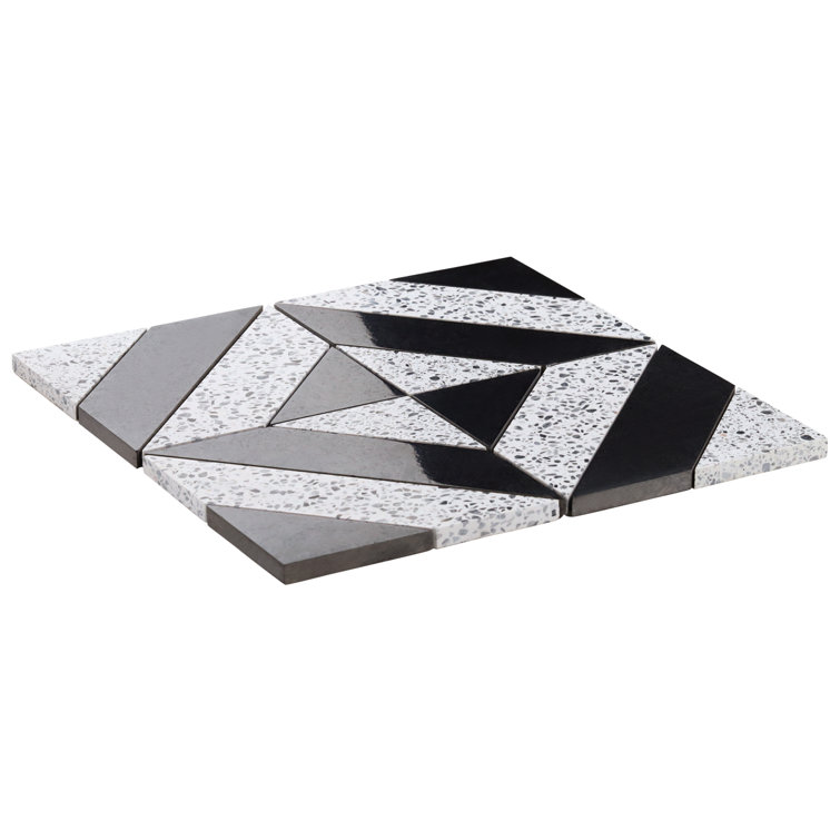Lupa 12x12 Black and White Marble Terrazzo Mosaic Tile
