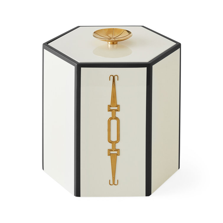 Matte Black and Polished Brass Chinoiserie Ice Bucket