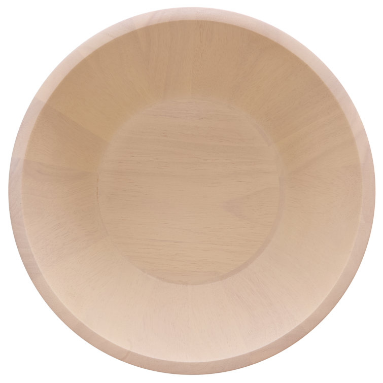 Blonde Par Rubber Tree Wood Large Serving Bowl 17.5"
