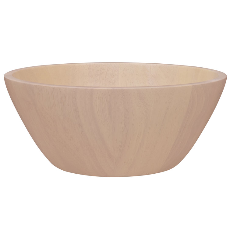 Blonde Par Rubber Tree Wood Large Serving Bowl 17.5"