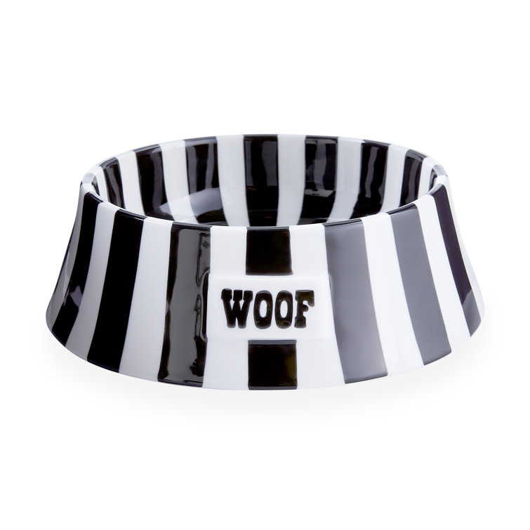 Black and White Striped Porcelain Pet Bowl