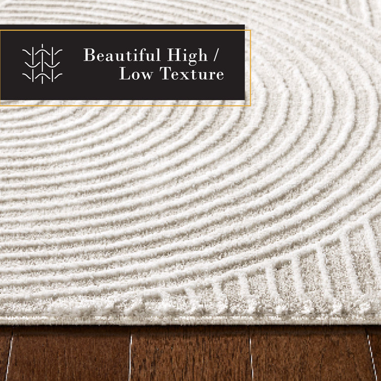 Maya Ivory and Greige Synthetic Rectangular Area Rug