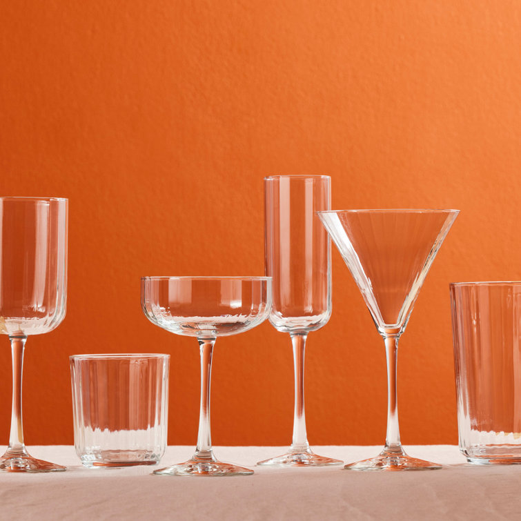Libbey Paneled Clear Glass Coupe Cocktail Glasses, Set of 4