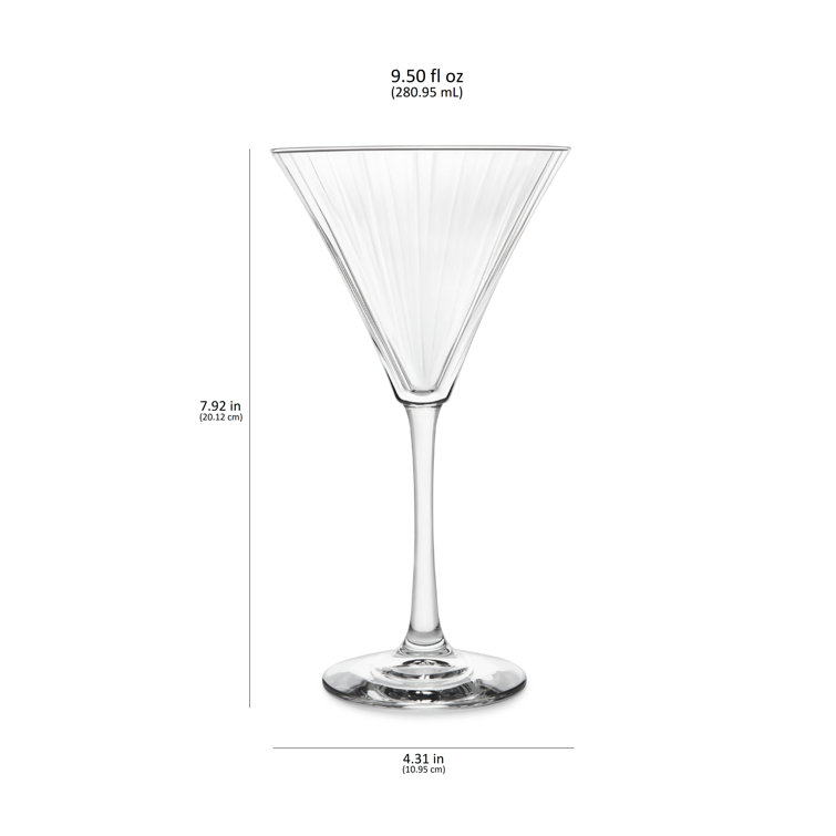 Libbey Paneled Clear Glass Martini Cocktail Set of 4