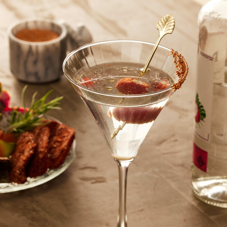Libbey Paneled Clear Glass Martini Cocktail Set of 4