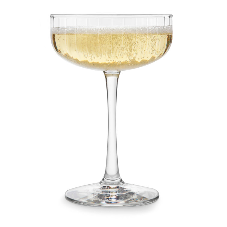 Libbey Paneled Clear Glass Coupe Cocktail Glasses, Set of 4