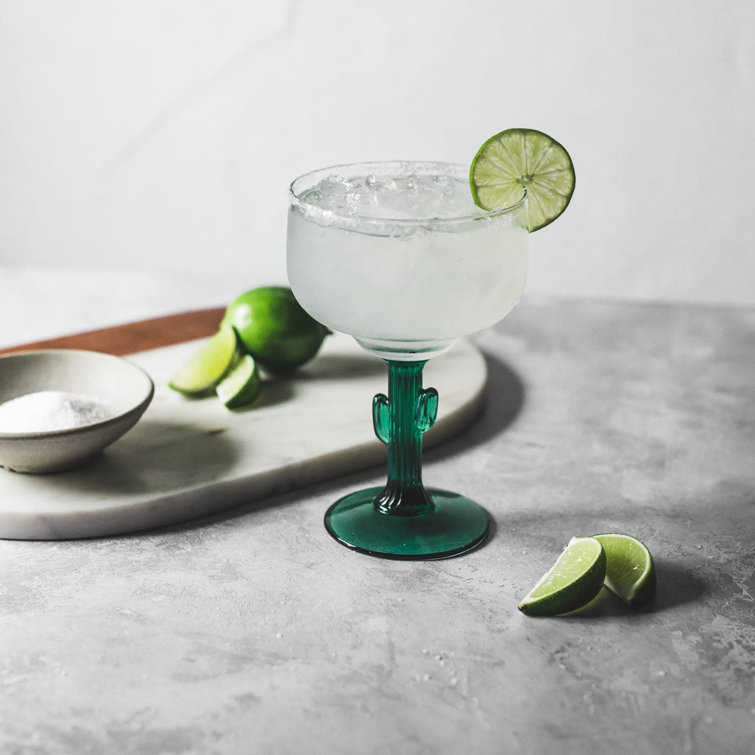 Libbey Green Stem Cactus Margarita Glasses, Set of 4