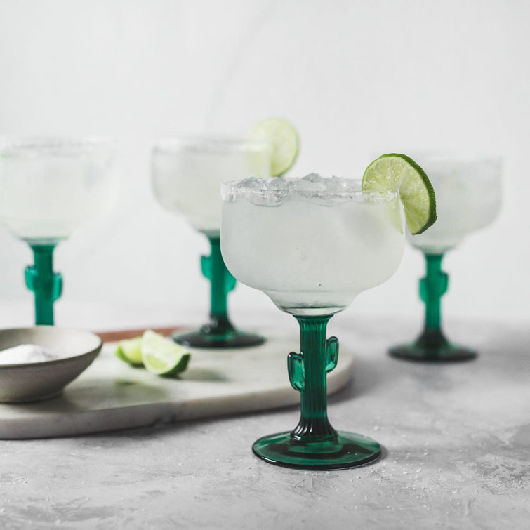 Libbey Green Stem Cactus Margarita Glasses, Set of 4