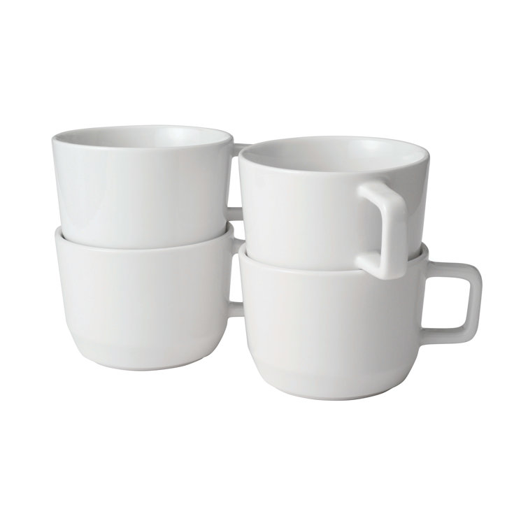 Austin White Ceramic 17.5-Ounce Stackable Coffee Mugs, Set of 4