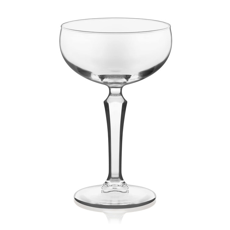 Vintage Diamond-Cut Coupe Cocktail Glass Set, Clear Glass, 8.6 oz, Set of 4