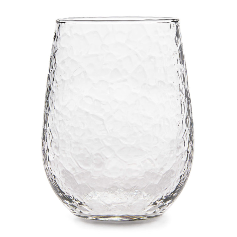 Libbey Hammered Clear Stemless All-Purpose Wine Glasses, Set of 8
