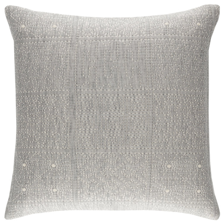 Elsa Grey Cotton Euro Sham with Nordic Folkstitch