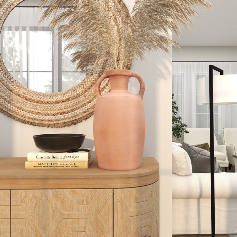 Moanne 16.45'' Orange Ceramic Amphora Table Vase