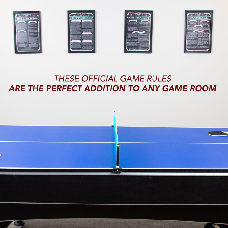 Elegant Black Framed Shuffleboard Rules Wooden Wall Art