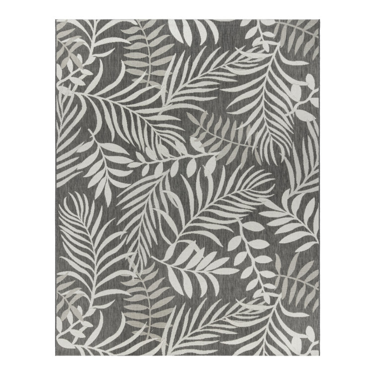 Ash Gray & White Synthetic 6' x 9' Reversible Flatweave Area Rug