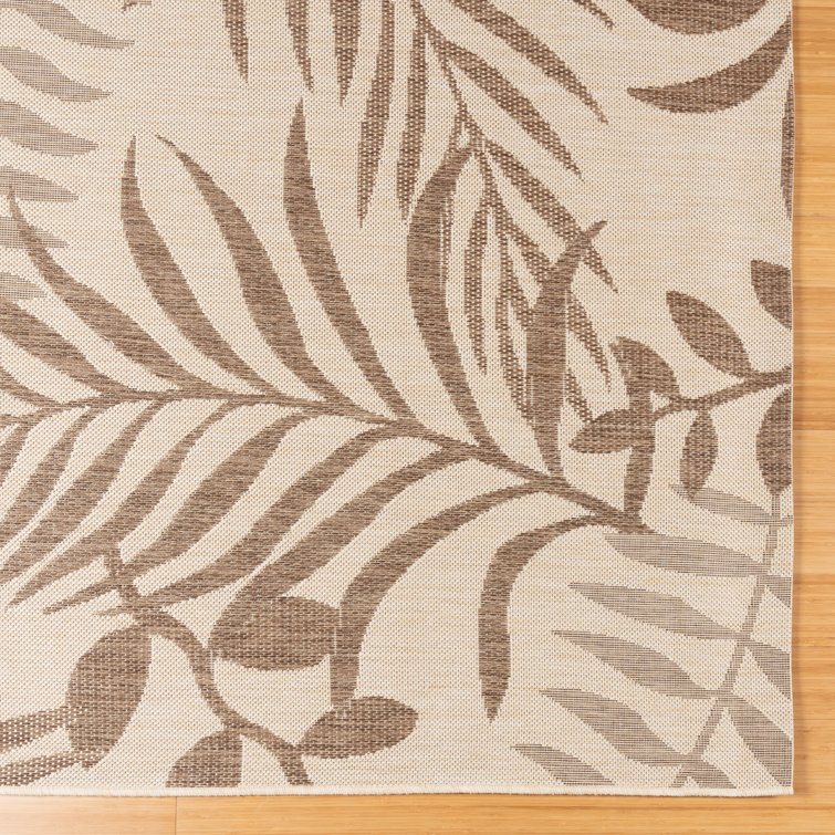 Sand Havana Botanical Leaf Indoor/Outdoor Flatweave Area Rug 6' x 9'
