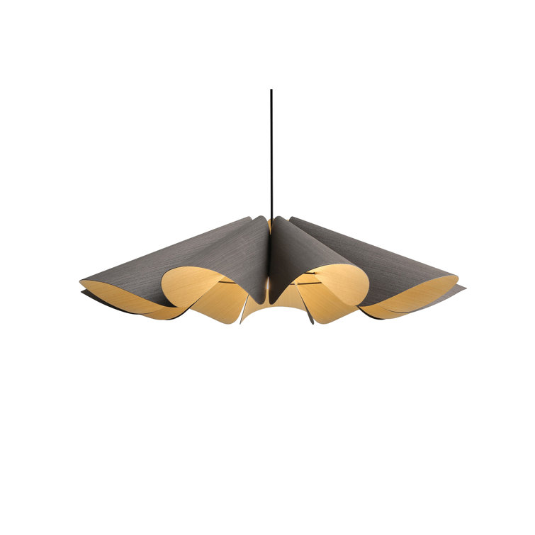 Modern Gray Oak 24" Wide Pendant Light with Reconstructed Wood Veneer Shade