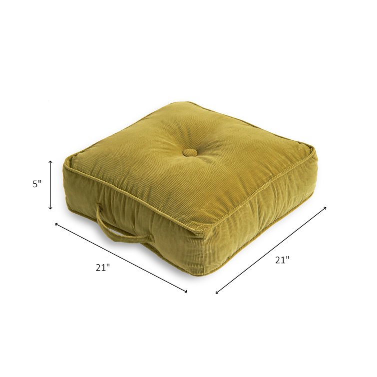 Olive Green Corduroy Microfiber Square Floor Pillow