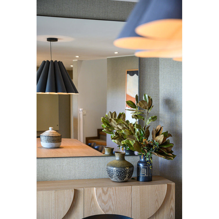 Lora 32" Blue Reconstructed Wood Veneer 1-Light Pendant
