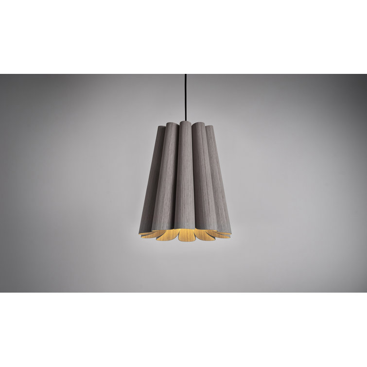 Gray Oak and Black Reconstructed Wood Veneer Single Pendant Light