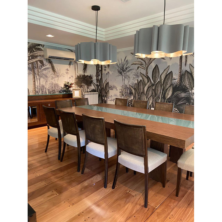 Gray Oak and Black Reconstructed Wood Veneer Drum Pendant Light