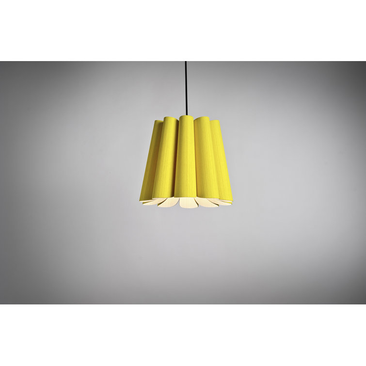Yellow Drum Mini Pendant Light with Wood Veneer Shade