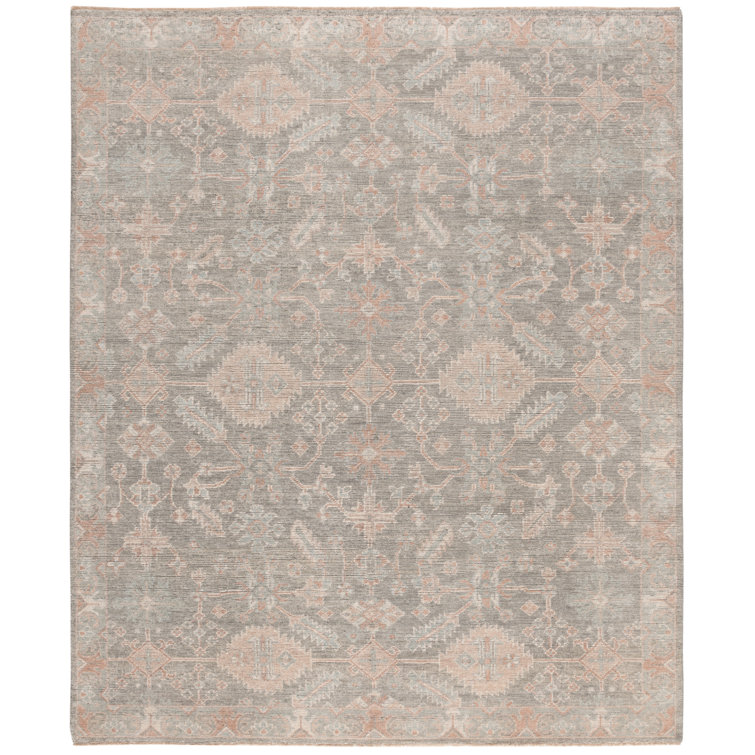Light Blue Hand-Knotted Wool and Viscose 9' x 12' Rug