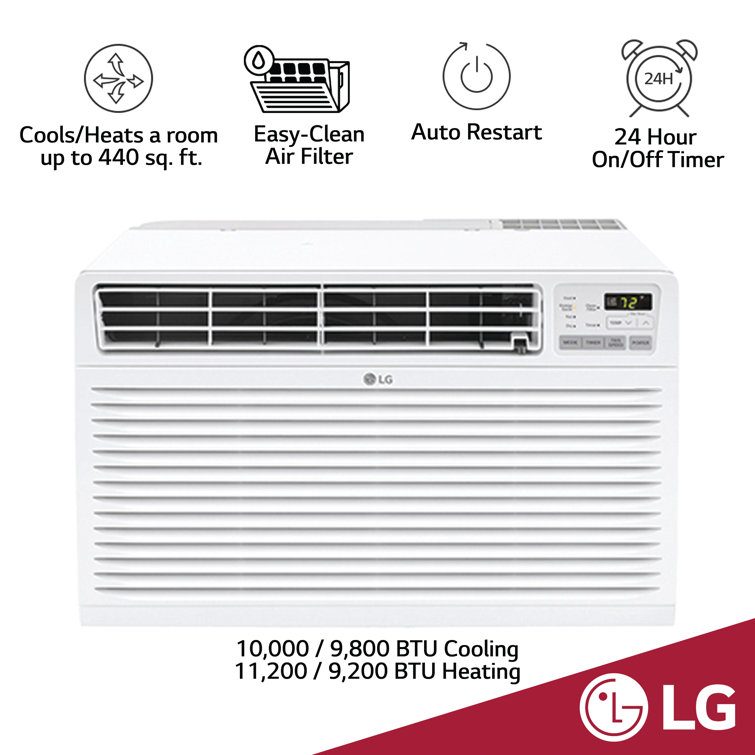LG 10,000 BTU White Through-the-Wall Air Conditioner with Heater and Remote