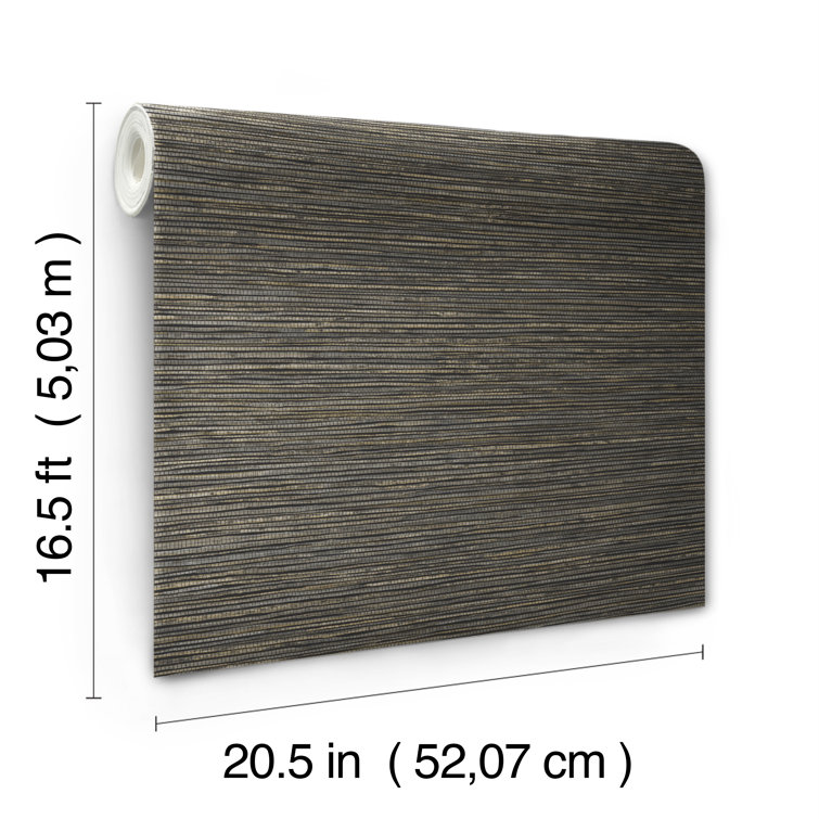 Black Vinyl Grasscloth Peel and Stick Wallpaper Roll