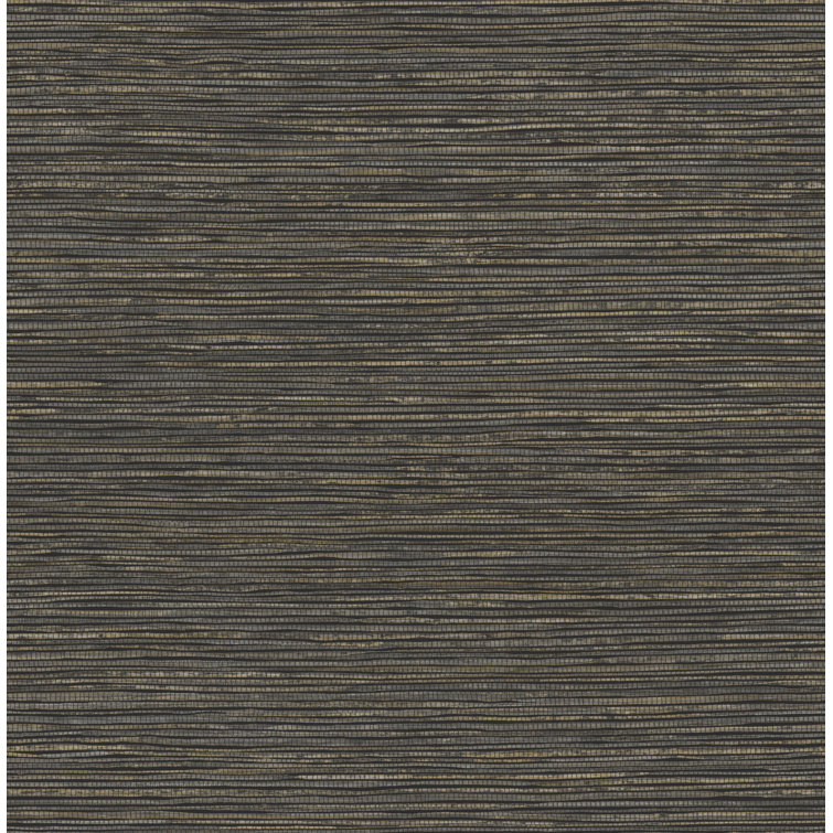 Black Vinyl Grasscloth Peel and Stick Wallpaper Roll