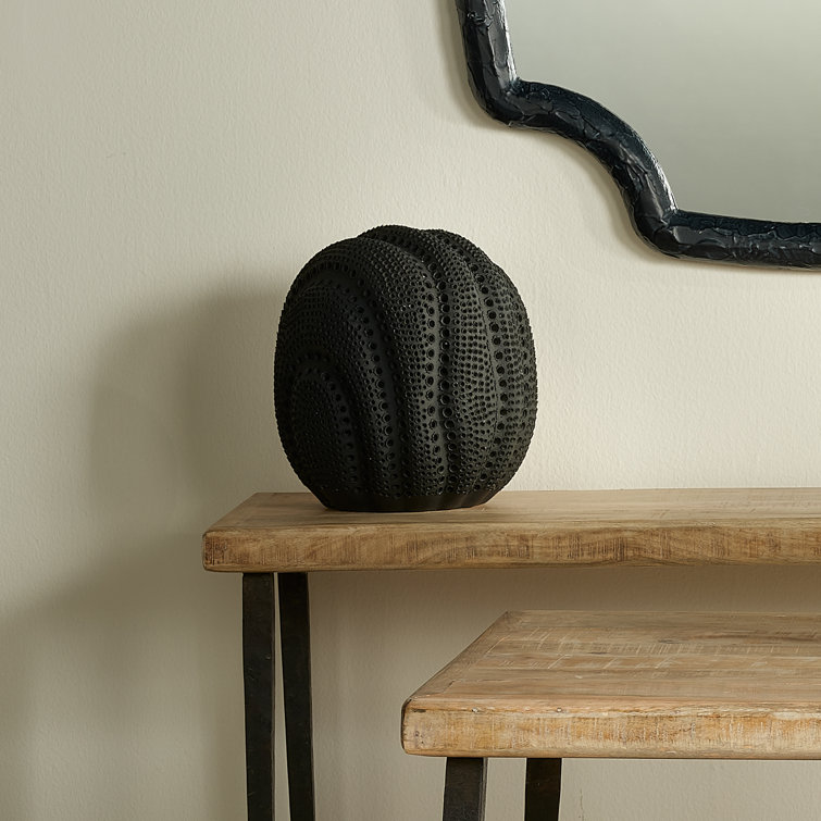 Matte Black Hand-Perforated Porcelain Decorative Sphere