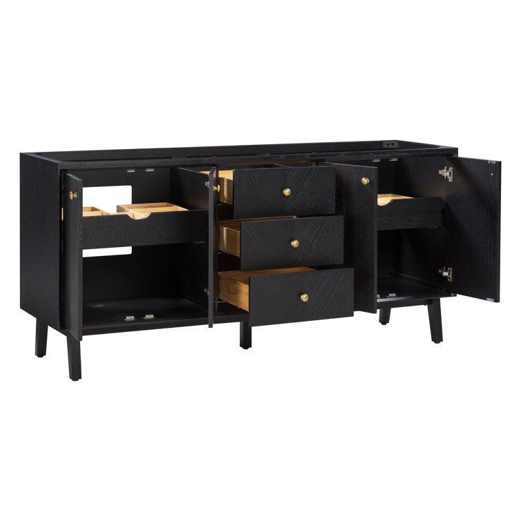 Adele 72-Inch Black Oak Double Freestanding Vanity Cabinet