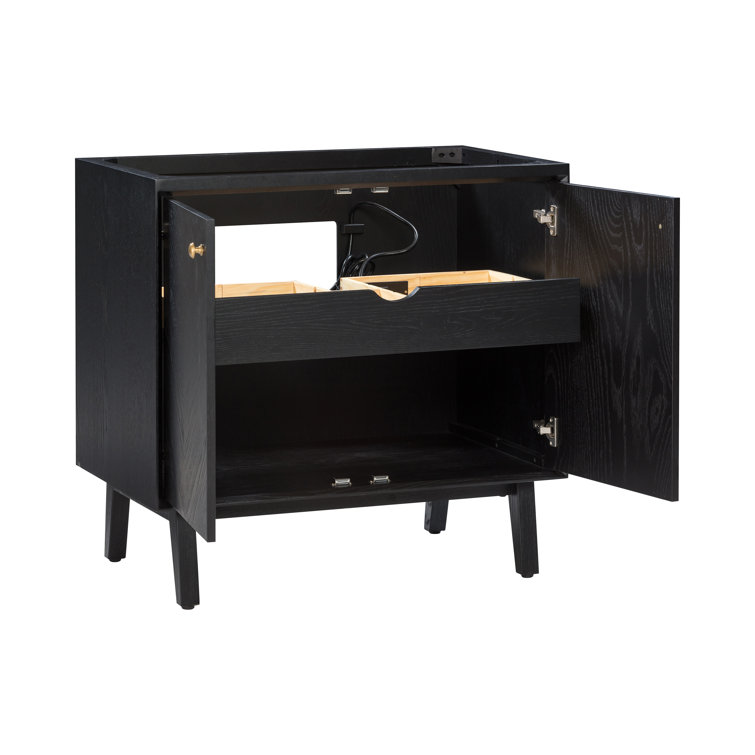Adele 36'' Black Oak Single Bathroom Vanity Base