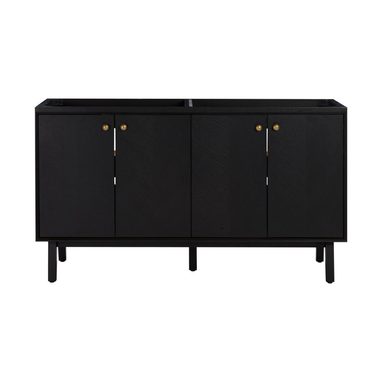 Adele 60'' Black Oak Double Bathroom Vanity Base