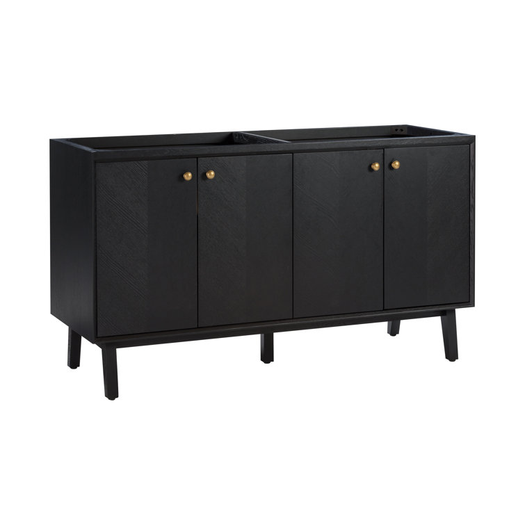 Adele 60'' Black Oak Double Bathroom Vanity Base