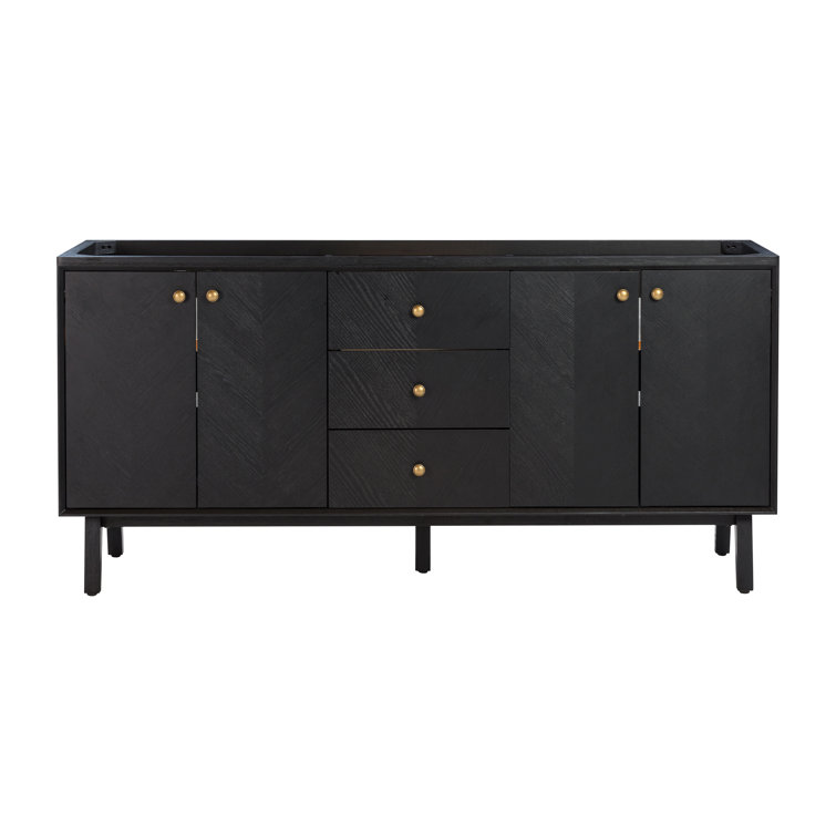 Adele 72-Inch Black Oak Double Freestanding Vanity Cabinet