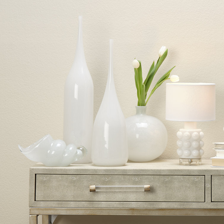 Elegant White Glass Decorative Table Vases Set