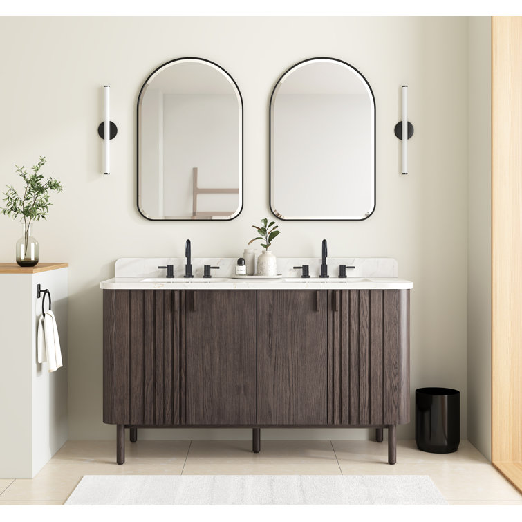 Blakely 60'' Dark Brown Oak Double Bathroom Vanity Base