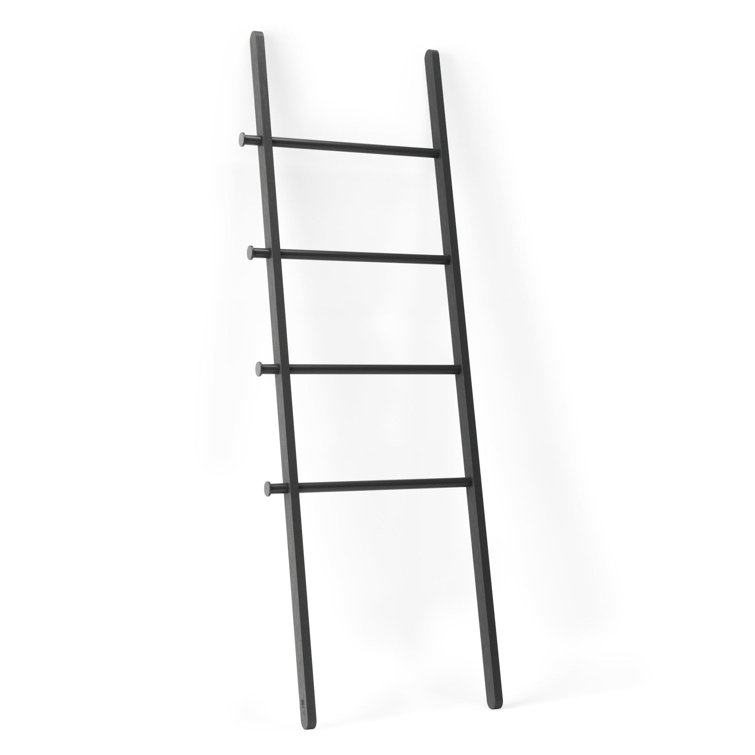 Leana Black Wood and Steel Towel Stand
