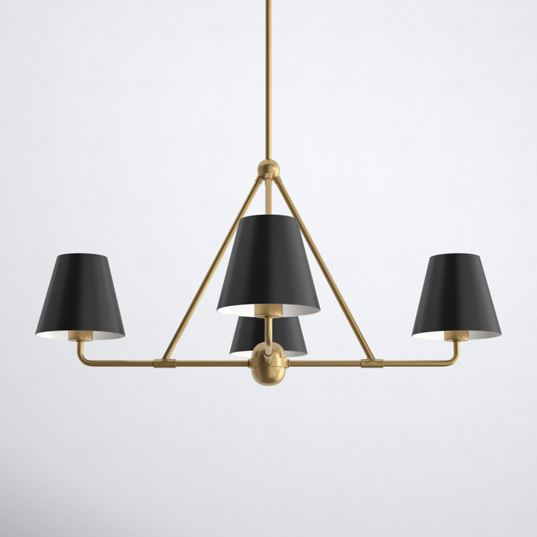 Gold and Black Metal 4-Light Dimmable Chandelier