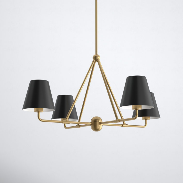 Gold and Black Metal 4-Light Dimmable Chandelier