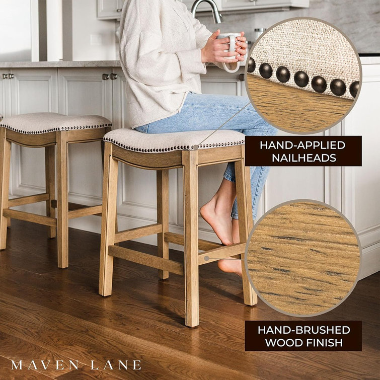 Adrien Brown Backless Saddle Wood Counter Stool