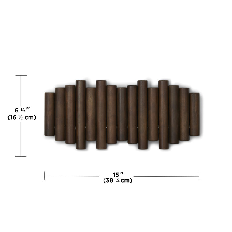 Aged Walnut 5-Hook Flip Wall Art Coat Rack