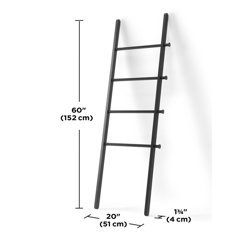Leana Black Wood and Steel Towel Stand